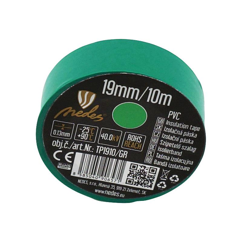 Izolační páska 19mm / 10m zelená - TP1910/GR