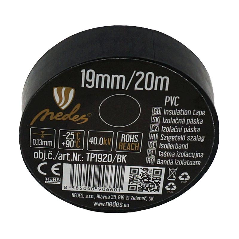 Izolační páska 19mm/20m černá -TP1920/BK