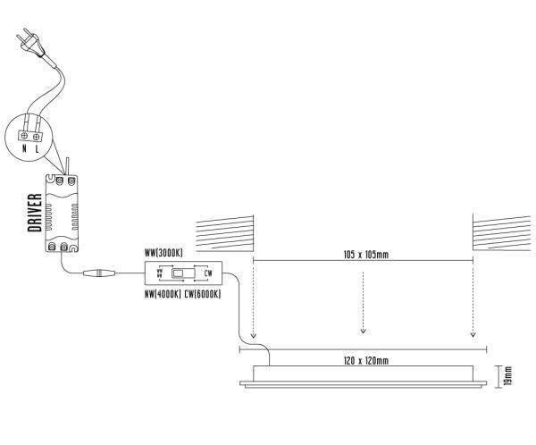 LED vsazený panel 6W / PS / SMD / CCT / WH - LPL231 6