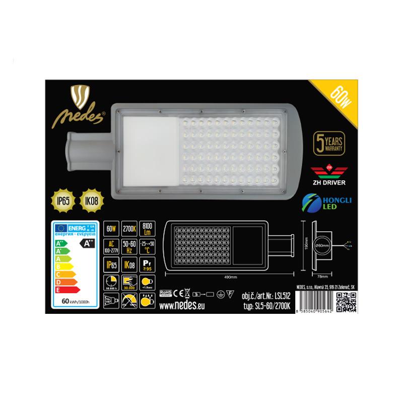 LED pouliční svítidlo 60W / 2700K - LSL512