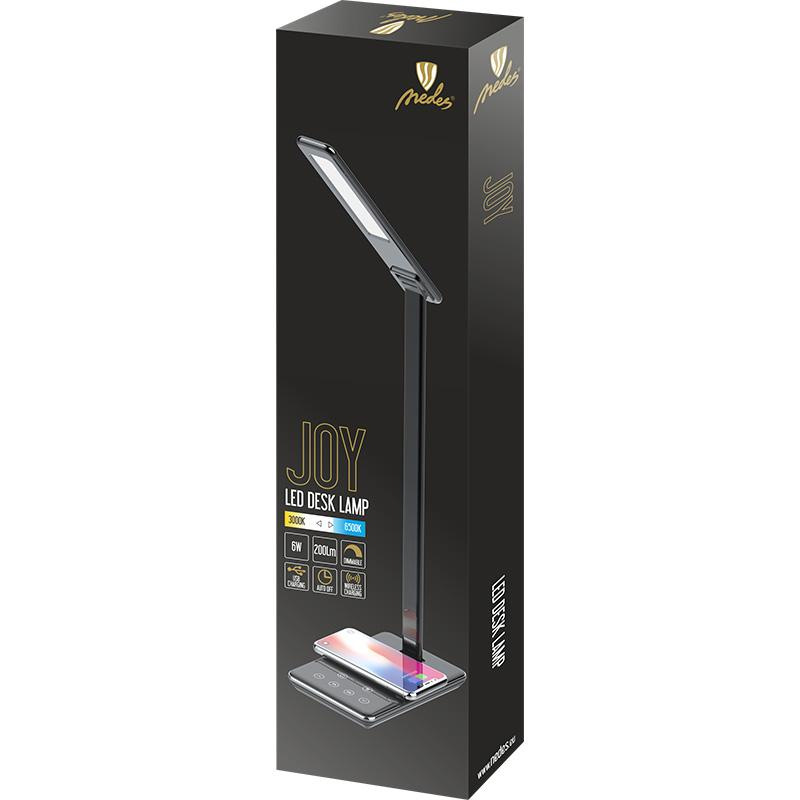 LED stolní lampa JOY stmívatelná s časovačem, bezdrátovým nabíjením a USB 6W - DL2301/B 2