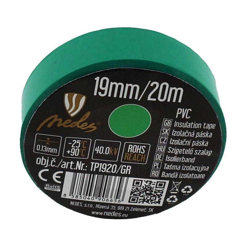 Izolační páska 19mm/20m zelená -TP1920/GR