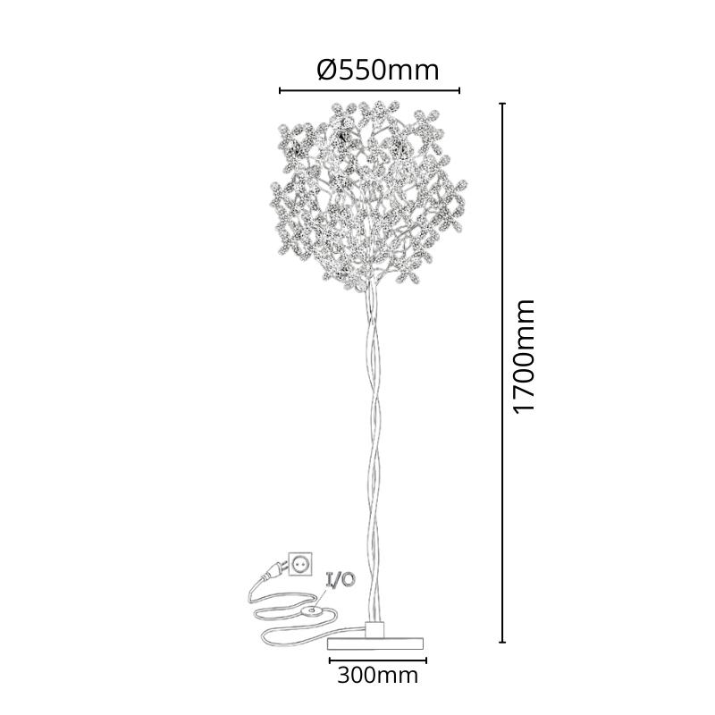 Luxusní křišťálová stojací lampa 5 x G9 - CA032/F