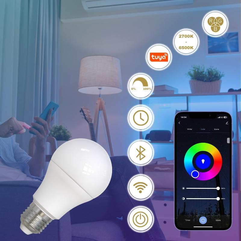 LED žárovka WIFI 9W - A60 / E27 / CCT + RGB - ZLS532W