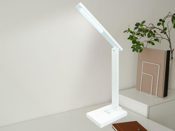 LED stolní lampa LISA 5W stmívatelná s bezdrátovou nabíječkou a USB - DL1202/W