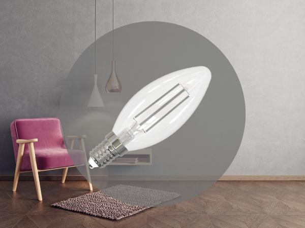 LED Filament BÍLÝ 4,5W - C35 / E14 / 3000K - ZWF106