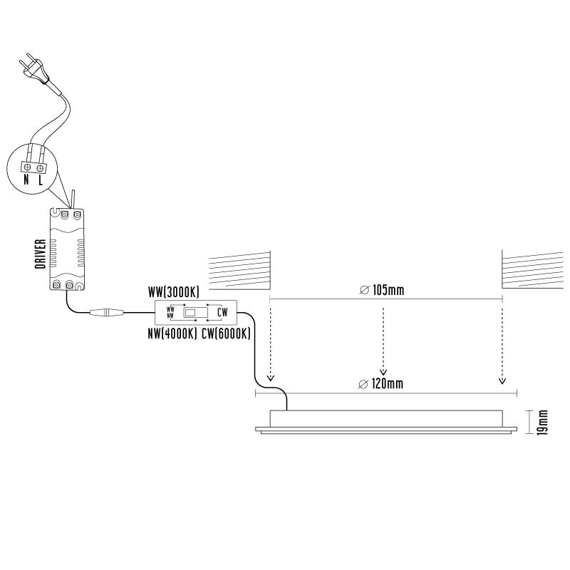 LED vsazený panel 6W / PR / SMD / CCT / WH - LPL131 6