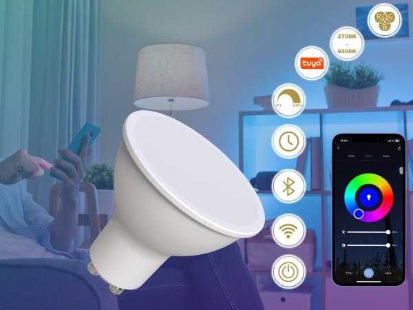 LED žárovka WIFI 4,5W - GU10 / CCT + RGB - ZLS135W 1