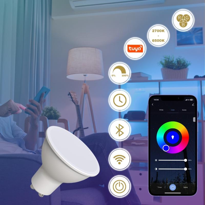 LED žárovka WIFI 4,5W - GU10 / CCT + RGB - ZLS135W 1