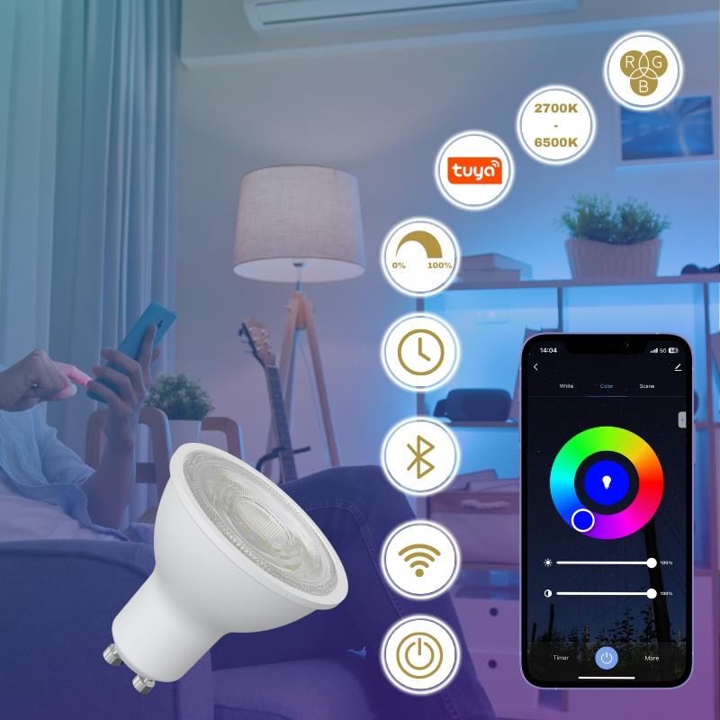 LED žárovka WIFI 4,5W - GU10 / CCT + RGB - ZLS135WA 1