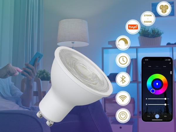 LED žárovka WIFI 4,5W - GU10 / CCT + RGB - ZLS135WA 1