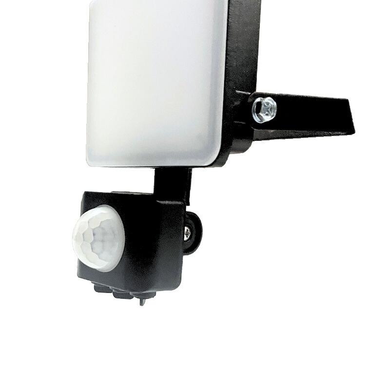 Venkovní černý LED reflektor s PIR senzorem 10W / 4000K - LF7021S