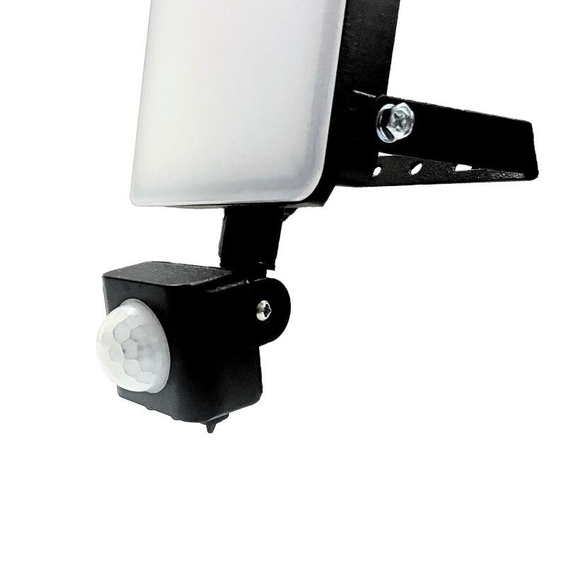 Venkovní černý LED reflektor s PIR senzorem 10W / 4000K - LF7021S